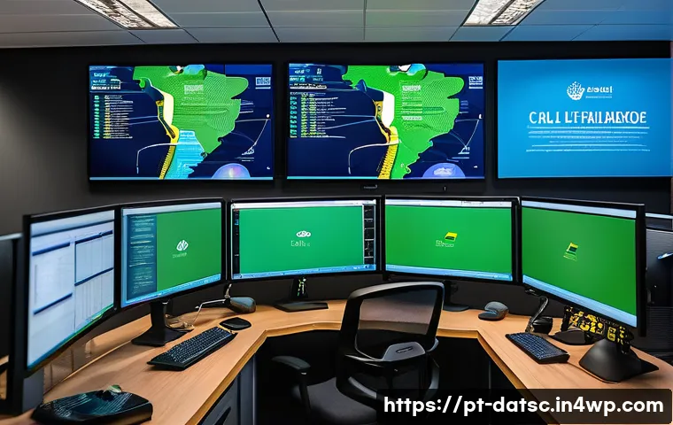 데이터베이스 유지보수 자동화 전략 - A modern IT operations room with a diverse team of Brazilian IT professionals monitoring multiple la...