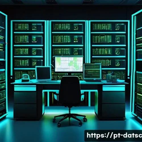 Home 31 SQL 쿼리 최적화를 위한 베스트 프랙티스 - An intricate digital illustration of a large modern database server room in Brazil, with glowing neo...